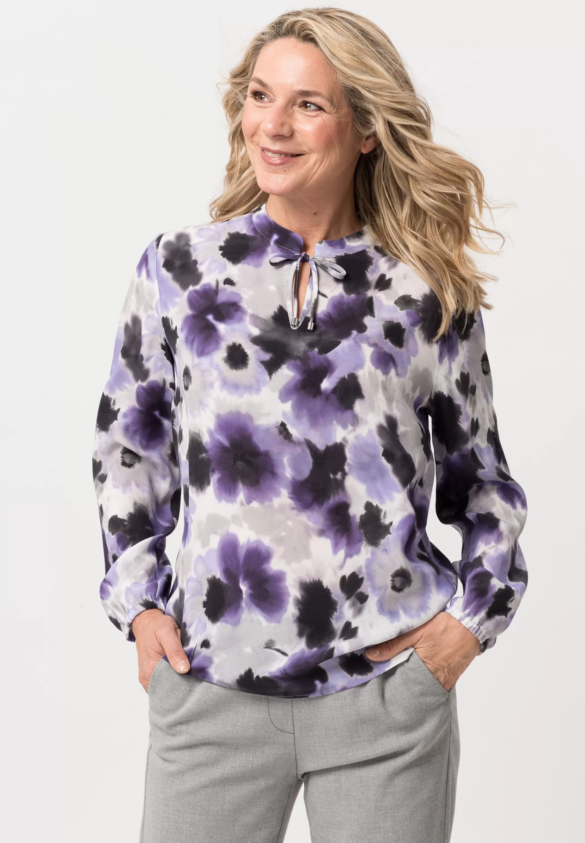 FRANK WALDER Bluse mit floralem Blütenprint deepviolet Flash Sale