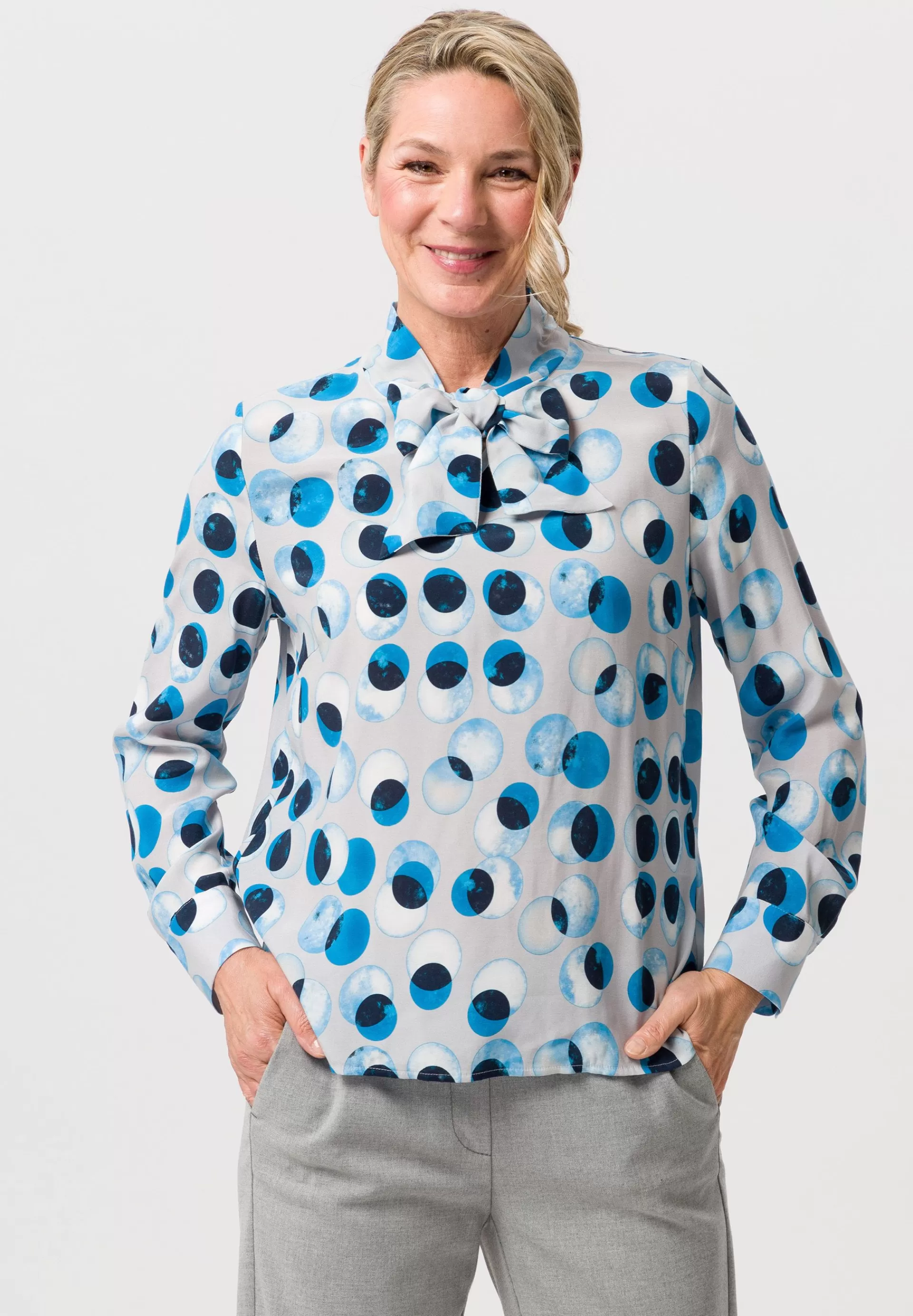 FRANK WALDER Bluse mit Manschettenärmeln arcticblue Store