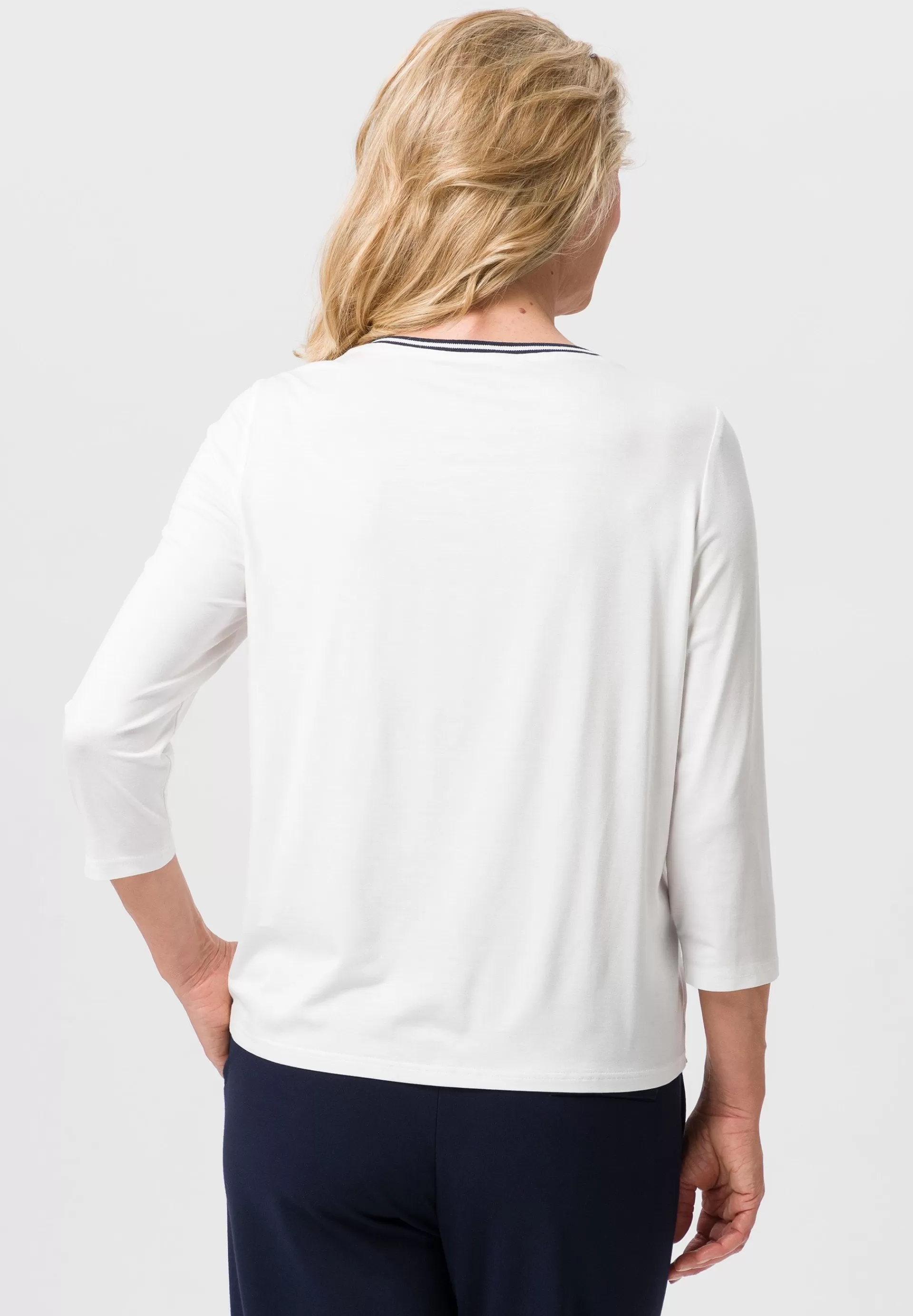 FRANK WALDER Blusenshirt mit Strickbündchen ecru Outlet