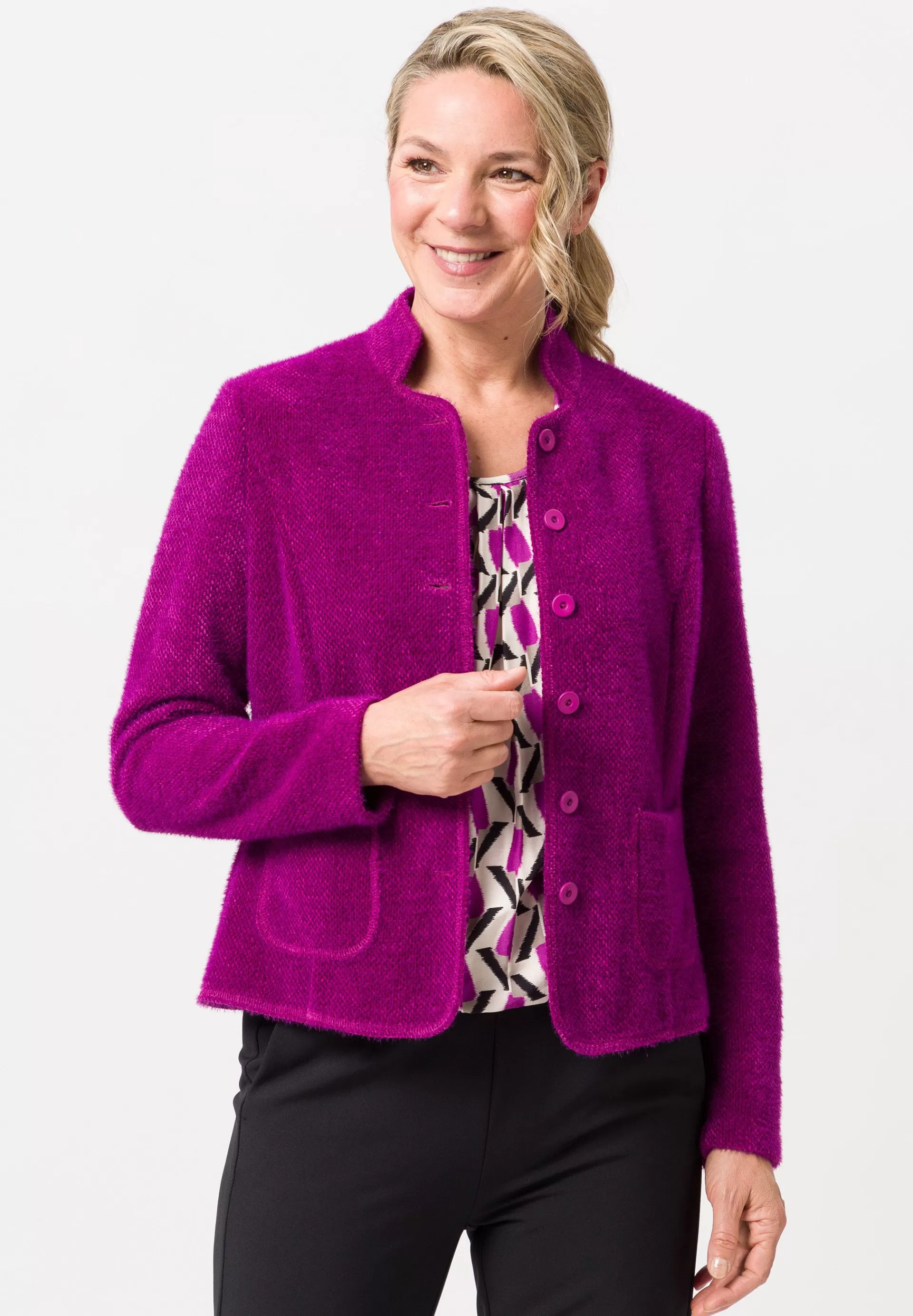 FRANK WALDER Strickjacke in trendiger Strick-Optik frenchfuchsia Cheap