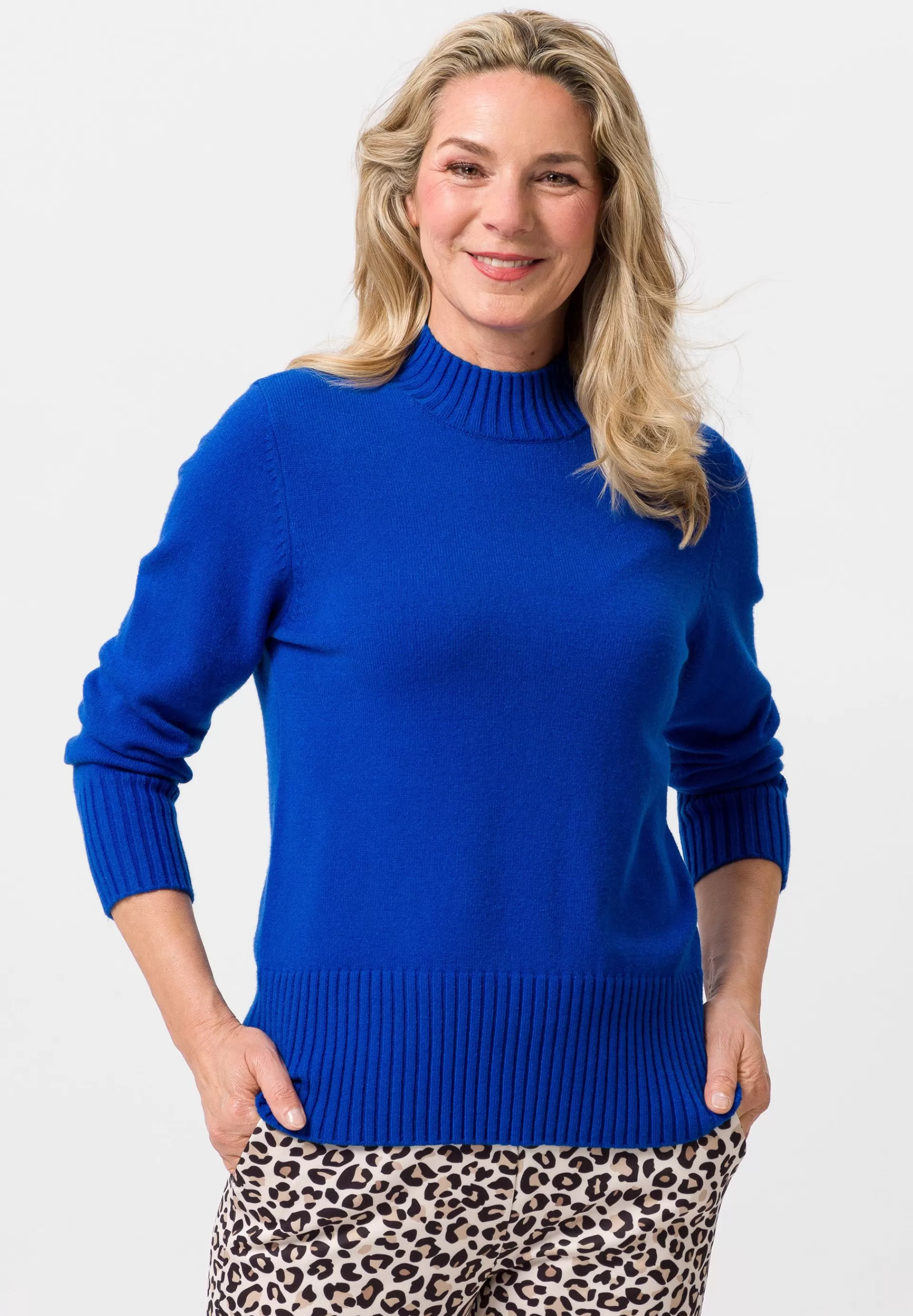 FRANK WALDER Strickpullover in figurfreundlicher Passform royalblau Outlet